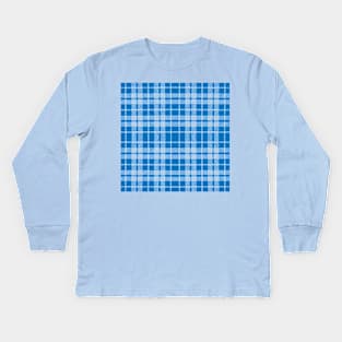 simple vintage blue flat line Kids Long Sleeve T-Shirt